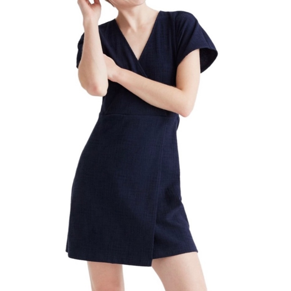 MADEWELL Cross-Front Flutter-Sleeve Mini Dress NWT Small Dark Nightfall